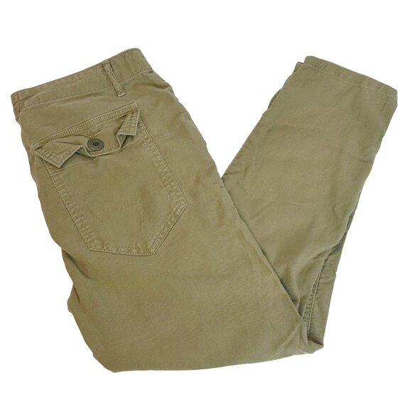 The Great. Linen Blend Straight Leg Army Green Trouser Pant Flowy Light 24 - Picture 1 of 14